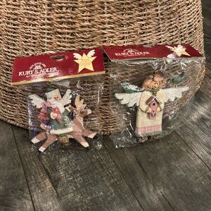2 Kurt S. Adler Angel Heights Ornaments Santa and angel